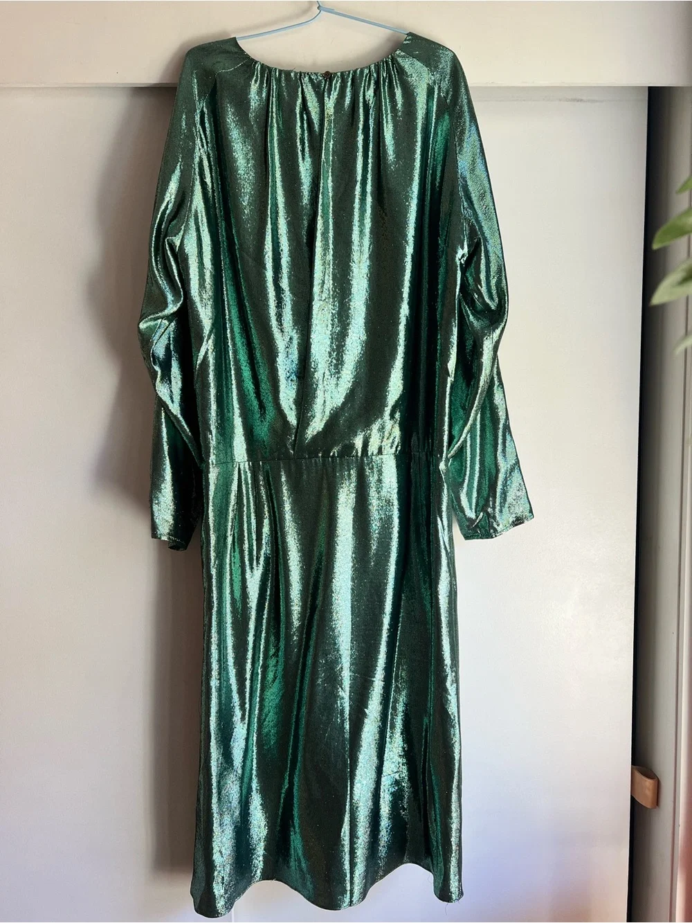 Metallic Green Long-Sleeve Midi Dress European brand - Picture 5 of 9